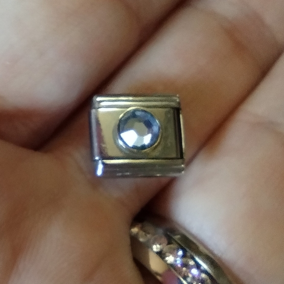Aquamarine Gem Italian Stainless Steel Charm Link - Picture 5 of 7